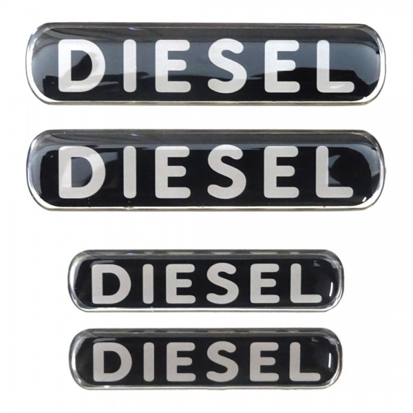 DIESEL ΑΥΤΟΚΟΛΛΗΤΑ 7,7 Χ 1,8 cm / 6 x 1,4 cm ΜΑΥΡΟ/ΧΡΩΜΙΟ ΜΕ ΕΠΙΚΑΛΥΨΗ ΕΠΟΞΕΙΔΙΚΗΣ ΡΥΤΙΝΗΣ (ΥΓΡΟ ΓΥΑ