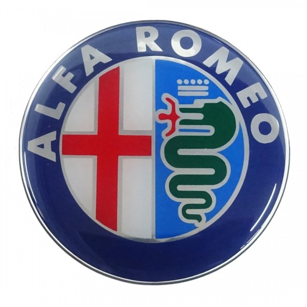 ALFA ROMEO ΑΥΤΟΚΟΛΛΗΤΟ ΣΗΜΑ ΚΑΠΩ / ΠΟΡΤ ΜΠΑΓΚΑΖ 7,4cm ΜΠΛΕ/ΧΡΩΜΙΟ ΜΕ ΕΠΙΚΑΛΥΨΗ ΕΠΟΞΕΙΔΙΚΗΣ ΡΥΤΙΝΗΣ (