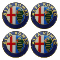 ALFA ROMEO ΑΥΤΟΚΟΛΛΗΤΑ ΣΗΜΑΤΑ ΖΑΝΤΩΝ 7,2 cm ΜΠΛΕ/ΧΡΥΣΟ ΜΕ ΕΠΙΚΑΛΥΨΗ ΣΜΑΛΤΟΥ  - 4 ΤΕΜ.