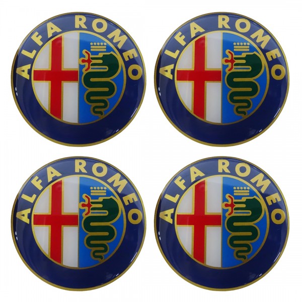 ALFA ROMEO ΑΥΤΟΚΟΛΛΗΤΑ ΣΗΜΑΤΑ ΖΑΝΤΩΝ 7,2 cm ΜΠΛΕ/ΧΡΥΣΟ ΜΕ ΕΠΙΚΑΛΥΨΗ ΣΜΑΛΤΟΥ  - 4 ΤΕΜ.