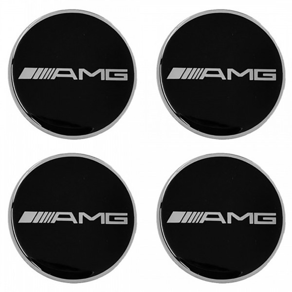 AMG (MERCEDES) ΑΥΤΟΚΟΛΛΗΤΑ ΣΗΜΑΤΑ ΖΑΝΤΩΝ 7,2 cm ΜΑΥΡΟ/ΧΡΩΜΙΟ ΜΕ ΕΠΙΚΑΛΥΨΗ ΣΜΑΛΤΟΥ  - 4 ΤΕΜ.