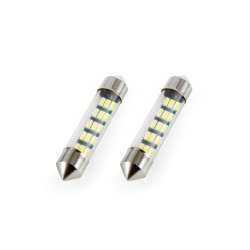 Amio - Λαμπάκια Πλαφονιέρας LED 15xSMD τύπου C5W τάση λειτουργίας 12V απόδοσης 0.6W μήκος 39mm χρώμα λευκό για Επιβατικά Αυτοκίνητα - 2 τεμ. (01091/AM)