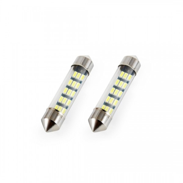 Amio - Λαμπάκια Πλαφονιέρας LED 15xSMD τύπου C5W τάση λειτουργίας 12V απόδοσης 0.6W μήκος 39mm χρώμα λευκό για Επιβατικά Αυτοκίνητα - 2 τεμ. (01091/AM)