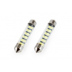 Amio - Λαμπάκια Πλαφονιέρας LED 18SMD Standard Festoon τύπου C5W τάση λειτουργίας 12V απόδοσης 0.7W μήκος 41mm χρώμα λευκό για Επιβατικά Αυτοκίνητα - 2 τεμ. (01092/AM)