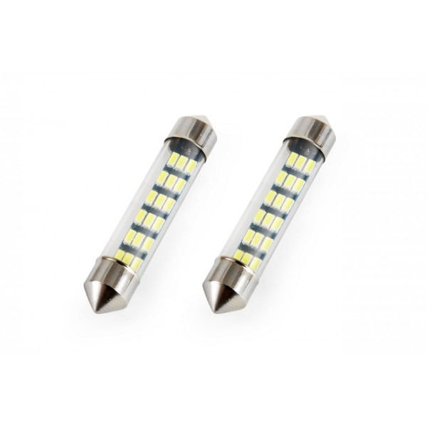 Amio - Λαμπάκια Πλαφονιέρας LED 18SMD Standard Festoon τύπου C5W τάση λειτουργίας 12V απόδοσης 0.7W μήκος 41mm χρώμα λευκό για Επιβατικά Αυτοκίνητα - 2 τεμ. (01092/AM)