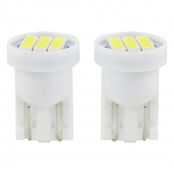 Amio - Λαμπάκια LED 3SMD 7020 τύπου T10 βάση W5W W2.1x9.5d τάση λειτουργίας 12V απόδοσης 0.4W χρώμα λευκό για Επιβατικά Αυτοκίνητα - 2 τεμ. (01096/AM)