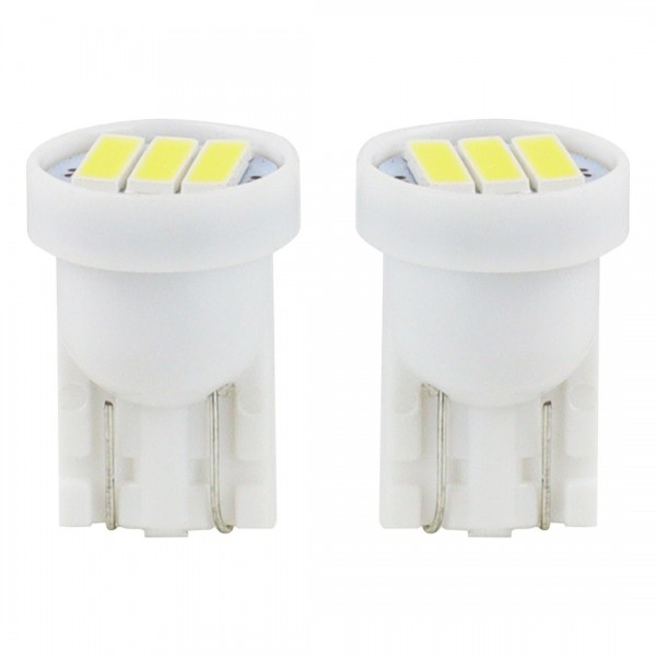 Amio - Λαμπάκια LED 3SMD 7020 τύπου T10 βάση W5W W2.1x9.5d τάση λειτουργίας 12V απόδοσης 0.4W χρώμα λευκό για Επιβατικά Αυτοκίνητα - 2 τεμ. (01096/AM)