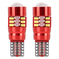 Amio – LED CANBUS T10 W5W 12V W2.1x9.5d 5600K 27xSMD 3014HP Καρφωτό Λευκό για Φώτα Θέσης & Εσωτερικού Αυτοκινήτου – 2 Τεμ. (01446/AM)