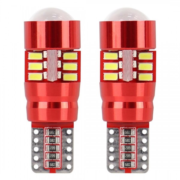 Amio – LED CANBUS T10 W5W 12V W2.1x9.5d 5600K 27xSMD 3014HP Καρφωτό Λευκό για Φώτα Θέσης & Εσωτερικού Αυτοκινήτου – 2 Τεμ. (01446/AM)