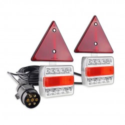 Amio - Σετ Φανάρια Πίσω Τρέιλερ LED Μαγνητικά 12V με Καλώδιο 7pin και Τρίγωνα για Πλήρη Σήμανση και Άμεση Τοποθέτηση σε Ρυμουλκούμενα - 1 Σετ (02140/AM)