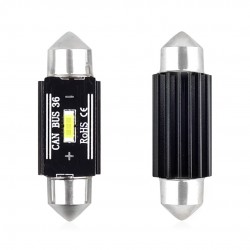 Amio - ΛΑΜΠΑΚΙΑ ΠΛΑΦΟΝΙΕΡΑΣ 36mm 12/24V 3,1W 5600K 1LED ULTRA BRIGHT CAN-BUS FESTOON (ΛΕΥΚΟ) - 2 ΤΕΜ. (02442/AM)