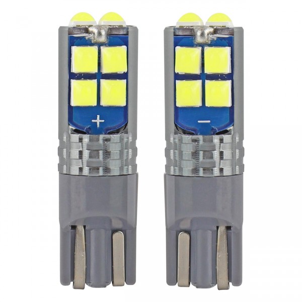 Amio - T10 W5W 12V W2,1x9,5d ΛΕΥΚΟ 10SMDx3030 (ΚΑΡΦΩΤΟ - CAN-BUS) 2ΤΕΜ. (02447/AM)