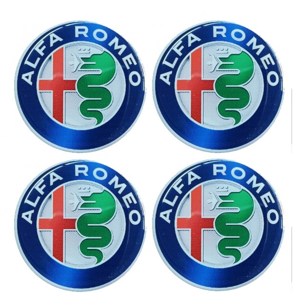 ALFA ROMEO ΑΥΤΟΚΟΛΛΗΤΑ ΣΗΜΑΤΑ ΖΑΝΤΩΝ 6 cm ΜΠΛΕ/ΧΡΩΜΙΟ ΜΕ ΕΠΙΚΑΛΥΨΗ ΣΜΑΛΤΟΥ - 4 ΤΕΜ.