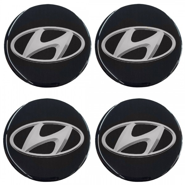 HYUNDAI ΑΥΤΟΚΟΛΛΗΤΑ ΣΗΜΑΤΑ ΖΑΝΤΩΝ 6 cm ΜΑΥΡΟ/ΧΡΩΜΙΟ ΜΕ ΕΠΙΚΑΛΥΨΗ ΣΜΑΛΤΟΥ - 4 ΤΕΜ.