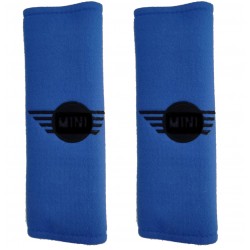 MINI COOPER ΜΑΞΙΛΑΡΑΚΙΑ ΓΙΑ ΖΩΝΗ ΑΣΦΑΛΕΙΑΣ 21 X 7,5 cm ΣΕ ΜΠΛΕ ΧΡΩΜΑ ΜΕ ΜΑΥΡΟ LOGO - 2 ΤΕΜ.