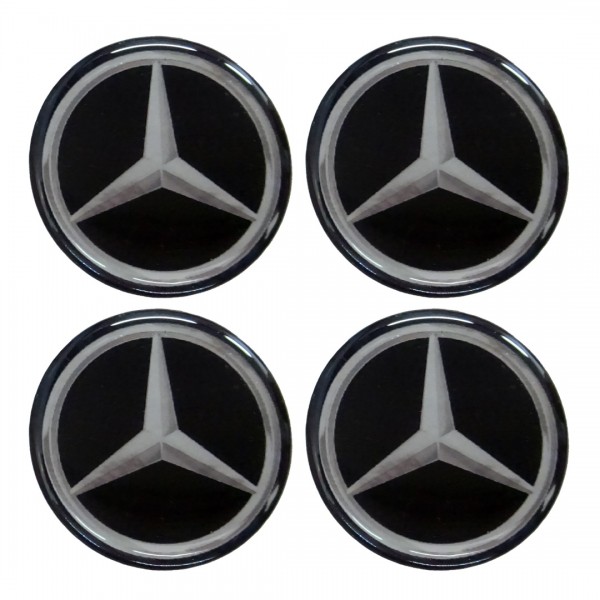 MERCEDES ΑΥΤΟΚΟΛΛΗΤΑ ΣΗΜΑΤΑ ΖΑΝΤΩΝ 5,5 cm ΜΑΥΡO/ΧΡΩΜΙΟ ΜΕ ΕΠΙΚΑΛΥΨΗ ΣΜΑΛΤΟΥ - 4 ΤΕΜ.