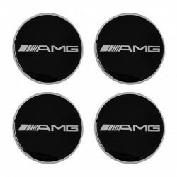 AMG (MERCEDES) ΑΥΤΟΚΟΛΛΗΤΑ ΣΗΜΑΤΑ ΖΑΝΤΩΝ 7,4 cm ΜΑΥΡΟ/ΧΡΩΜΙΟ ΜΕ ΕΠΙΚΑΛΥΨΗ ΣΜΑΛΤΟΥ - 4 ΤΕΜ.