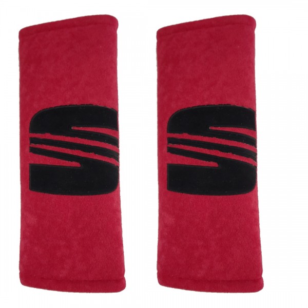 SEAT ΜΑΞΙΛΑΡΑΚΙΑ ΓΙΑ ΖΩΝΗ ΑΣΦΑΛΕΙΑΣ 21 X 7,5 cm ΣΕ ΚΟΚΚΙΝΟ ΧΡΩΜΑ ΜΕ ΜΑΥΡΟ LOGO - 2 ΤΕΜ.
