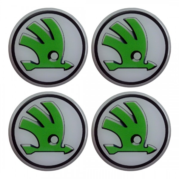SKODA ΑΥΤΟΚΟΛΛΗΤΑ ΣΗΜΑΤΑ ΖΑΝΤΩΝ 6 cm ΛΕΥΚΟ/ΠΡΑΣΙΝΟ ΜΕ ΕΠΙΚΑΛΥΨΗ ΣΜΑΛΤΟΥ - 4 ΤΕΜ.