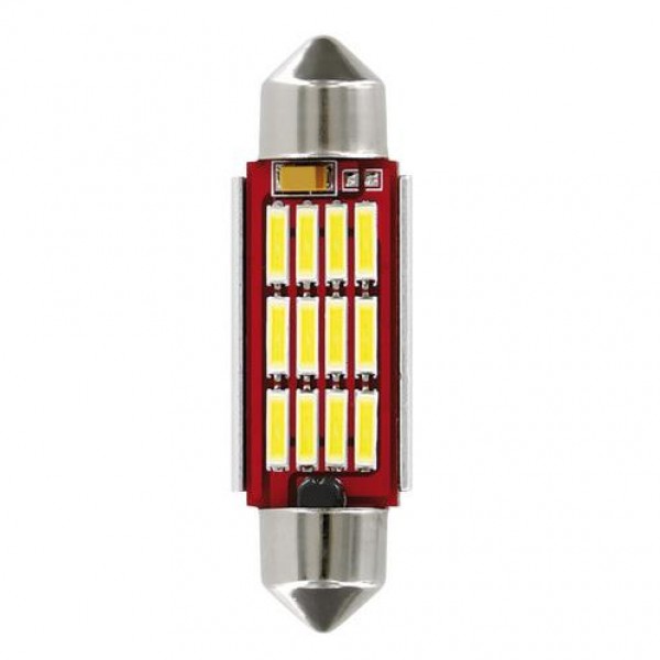 ΛΑΜΠΑΚΙ ΠΛΑΦΟΝΙΕΡΑΣ 12V 12x41mm 150lm ΛΕΥΚΟ MEGA-LED12 (ΔΙΠΛΗΣ ΠΟΛΙΚΟΤΗΤΑΣ- CAN-BUS) BLISTER 1ΤΕΜ.