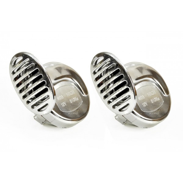 Amio - Κόρνα Αυτοκινήτου Διπλή CHR-01 12V 120dB συνολικά 410/510Hz Στυλ Σαλιγκάρια Χρωμίου για Ισχυρό Διπλό Ήχο και Μέγιστη Ειδοποίηση στο Δρόμο - 2 Τεμ. (01715/AM)