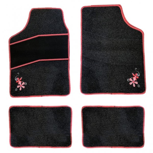 ΠΑΤΑΚΙΑ ΜΟΚΕΤΑ SPRING FLOWER UNIVERSAL ΜΑΥΡΟ ΜΕ ΣΚΟΥΡΟ ΡΟΖ ΡΑΦΕΣ - 4 ΤΕΜ.