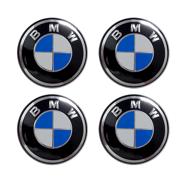 BMW ΚΟΥΜΠΩΤΕΣ ΙΣΙΕΣ ΤΑΠΕΣ ΚΕΝΤΡΟΥ ΖΑΝΤΑΣ ΜΑΥΡΟ/ΜΠΛΕ/ΧΡΩΜΙΟ (ΕΣΩΤΕΡ. 64 mm ΚΑΙ ΕΞΩΤΕΡ. 68 mm) - 4 ΤΕΜ.