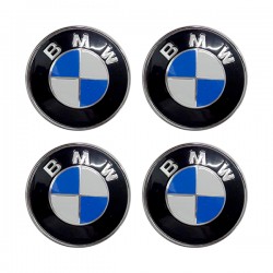 BMW ΚΟΥΜΠΩΤΕΣ ΚΑΜΠΥΛΩΤΕΣ ΤΑΠΕΣ ΚΕΝΤΡΟΥ ΖΑΝΤΑΣ ΜΑΥΡΟ/ΜΠΛΕ/ΧΡΩΜΙΟ (ΕΣΩΤΕΡ. 64 mm ΚΑΙ ΕΞΩΤΕΡ. 69 mm) - 4 ΤΕΜ.