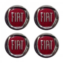 FIAT ΚΟΥΜΠΩΤΕΣ ΤΑΠΕΣ ΚΕΝΤΡΟΥ ΖΑΝΤΑΣ (ΚΟΚΚΙΝΟ/ΧΡΩΜΙΟ - ΕΣΩΤΕΡ. 43mm ΚΑΙ ΕΞΩΤΕΡ. 50mm) - 4 ΤΕΜ.