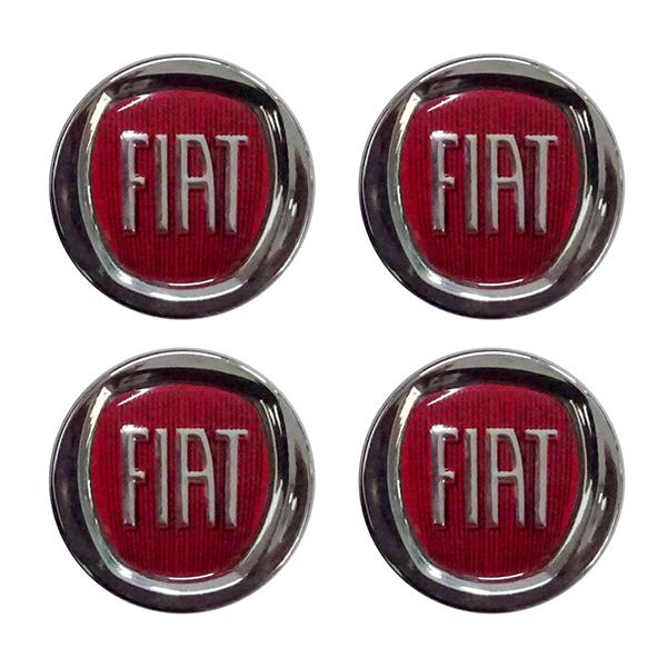 FIAT ΚΟΥΜΠΩΤΕΣ ΤΑΠΕΣ ΚΕΝΤΡΟΥ ΖΑΝΤΑΣ (ΚΟΚΚΙΝΟ/ΧΡΩΜΙΟ - ΕΣΩΤΕΡ. 43mm ΚΑΙ ΕΞΩΤΕΡ. 50mm) - 4 ΤΕΜ.