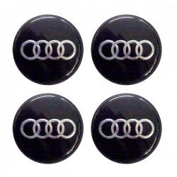 AUDI ΚΟΥΜΠΩΤΕΣ ΤΑΠΕΣ ΚΕΝΤΡΟΥ ΖΑΝΤΑΣ ΜΑΥΡΟ/ΧΡΩΜΙΟ (ΕΣΩΤΕΡ. 56 mm ΚΑΙ ΕΞΩΤΕΡ. 58 mm) - 4 ΤΕΜ.