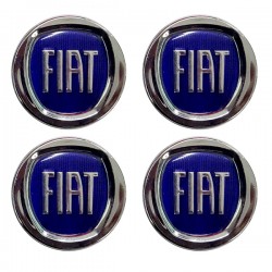 FIAT ΚΟΥΜΠΩΤΕΣ ΤΑΠΕΣ ΚΕΝΤΡΟΥ ΖΑΝΤΑΣ (ΜΠΛΕ/ΧΡΩΜΙΟ - ΕΣΩΤΕΡ. 43mm ΚΑΙ ΕΞΩΤΕΡ. 50mm) - 4 ΤΕΜ.