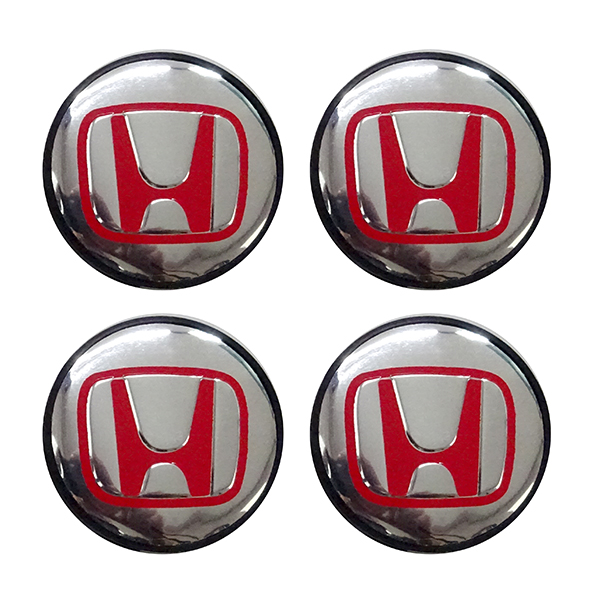 HONDA ΤΑΠΕΣ ΚΕΝΤΡΟΥ ΖΑΝΤΑΣ ΧΡΩΜΙΟ/ΚΟΚΚΙΝΟ ΚΟΥΜΠΩΤΕΣ (ΕΣΩΤΕΡ. 56mm ΚΑΙ ΕΞΩΤΕΡ. 58mm) 4ΤΕΜ.