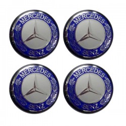 MERCEDES ΤΑΠΕΣ ΚΕΝΤΡΟΥ ΖΑΝΤΑΣ ΜΠΛΕ/ΧΡΩΜΙΟ ΚΟΥΜΠΩΤΕΣ (ΕΣΩΤΕΡ. 56mm ΚΑΙ ΕΞΩΤΕΡ. 58mm) 4ΤΕΜ.