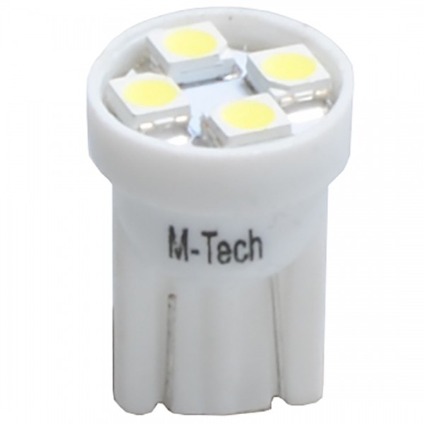 T10 W5W 12V W2,1x9,5d LED 4xSMD3528 ΛΕΥΚΟ (ΚΑΡΦΩΤΟ ΑΚΑΛΥΚΟ) 1ΤΕΜ. M-TECH
