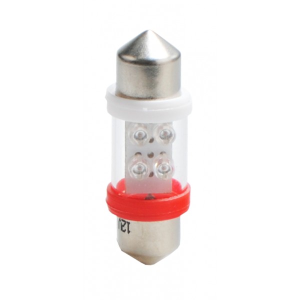 ΛΑΜΠΑΚΙΑ ΠΛΑΦΟΝΙΕΡΑΣ C5W/C10W 12V 0,49W SV8,5 31mm LED 4xFlux 3mm ΚΟΚΚΙΝΟ 1ΤΕΜ.