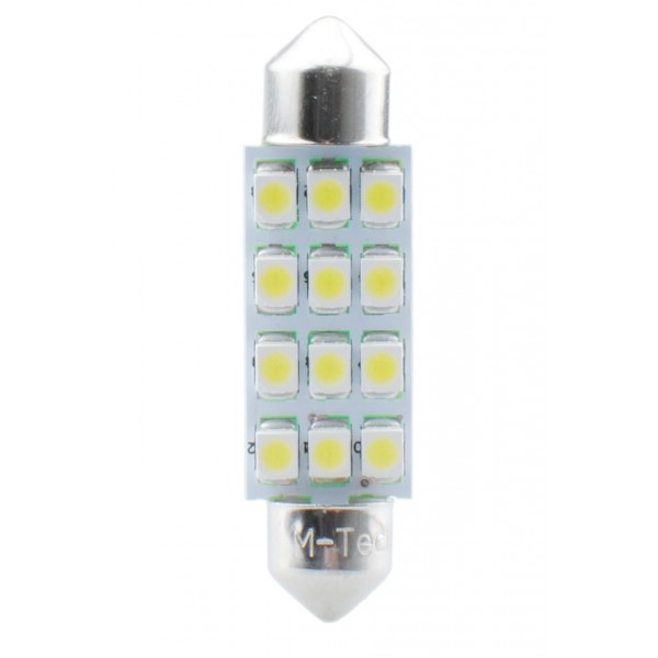 ΛΑΜΠΑΚΙΑ ΠΛΑΦΟΝΙΕΡΑΣ C5W/C10W 12V 0,96W SV8,5 41mm PREMIUM LED 12xSMD3528 ΛΕΥΚΟ 1ΤΕΜ.