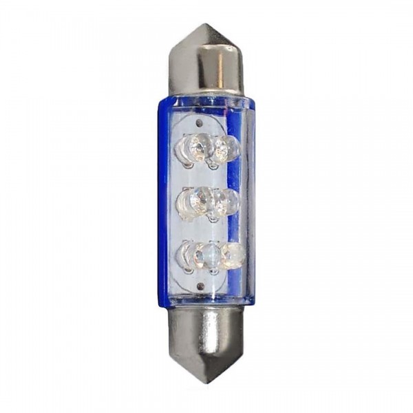 ΛΑΜΠΑΚΙΑ ΠΛΑΦΟΝΙΕΡΑΣ C5W/C10W 12V 0,66W SV8,5 41mm LED 6xFlux 3mm ΜΠΛΕ 1ΤΕΜ. M-TECH