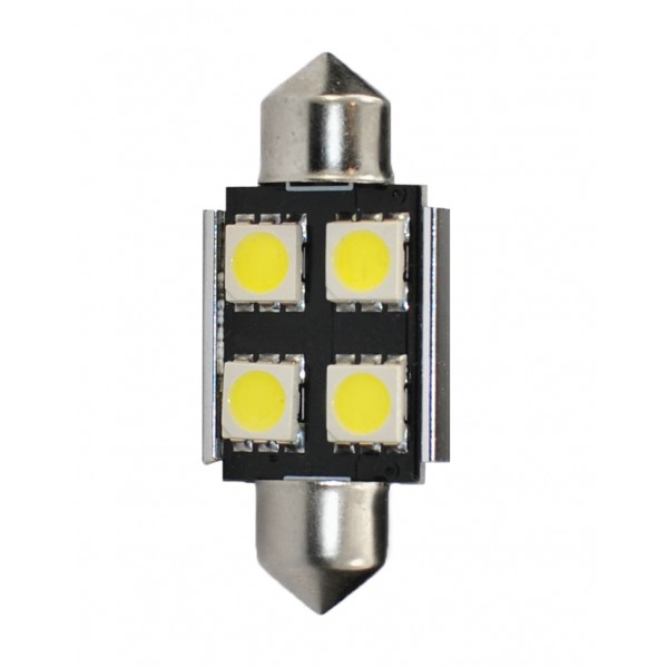 ΛΑΜΠΑΚΙΑ ΠΛΑΦΟΝΙΕΡΑΣ C5W/C10W 12V 0,96W SV8,5 36mm CAN-BUS+RADIATOR LED 4xSMD5050 PREMIUM ΛΕΥΚΟ 1ΤΕΜ