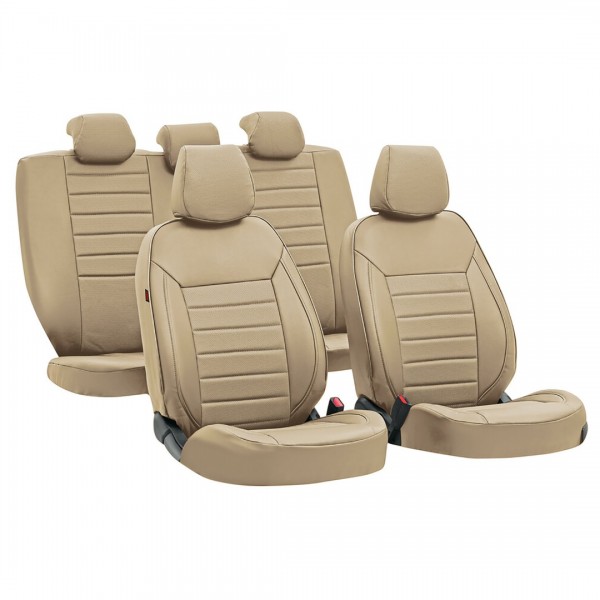 ΚΑΛΥΜΜΑΤΑ ΚΑΘΙΣΜΑΤΩΝ LUXURY LEATHERETTE ΔΕΡΜΑΤΙΝΗ ΑΦΡΩΔΕΣ ΜΠΕΖ - 4 ΤΕΜ.