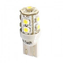 T10 W5W 12V W2,1x9,5d LED 9xSMD3528 ΛΕΥΚΟ (ΚΑΡΦΩΤΟ ΑΚΑΛΥΚΟ) BLISTER 2ΤΕΜ. M-TECH