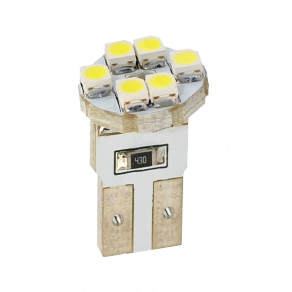 T10 W5W 12V W2,1x9,5d LED 6xSMD3528 ΛΕΥΚΟ (ΚΑΡΦΩΤΟ ΑΚΑΛΥΚΟ) BLISTER 2ΤΕΜ. M-TECH