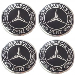 MERCEDES ΤΑΠΕΣ ΚΕΝΤΡΟΥ ΖΑΝΤΑΣ ΧΡΩΜΙΟ/ΜΑΥΡΟ ΚΟΥΜΠΩΤΕΣ (ΕΣΩΤΕΡ. 71mm ΚΑΙ ΕΞΩΤΕΡ. 75mm) - 4ΤΕΜ.