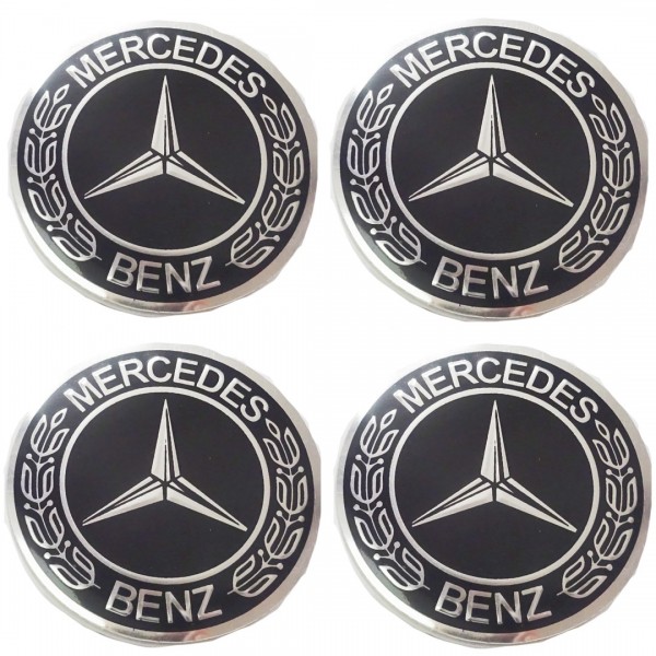 MERCEDES ΤΑΠΕΣ ΚΕΝΤΡΟΥ ΖΑΝΤΑΣ ΧΡΩΜΙΟ/ΜΑΥΡΟ ΚΟΥΜΠΩΤΕΣ (ΕΣΩΤΕΡ. 71mm ΚΑΙ ΕΞΩΤΕΡ. 75mm) - 4ΤΕΜ.