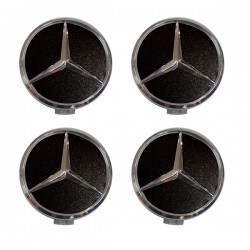 MERCEDES ΤΑΠΕΣ ΚΕΝΤΡΟΥ ΖΑΝΤΑΣ ΜΑΥΡΟ/ΧΡΩΜΙΟ ΚΟΥΜΠΩΤΕΣ (ΕΣΩΤΕΡ. 71mm ΚΑΙ ΕΞΩΤΕΡ. 75mm) 4ΤΕΜ.