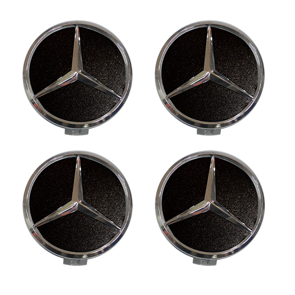 MERCEDES ΤΑΠΕΣ ΚΕΝΤΡΟΥ ΖΑΝΤΑΣ ΜΑΥΡΟ/ΧΡΩΜΙΟ ΚΟΥΜΠΩΤΕΣ (ΕΣΩΤΕΡ. 71mm ΚΑΙ ΕΞΩΤΕΡ. 75mm) 4ΤΕΜ.