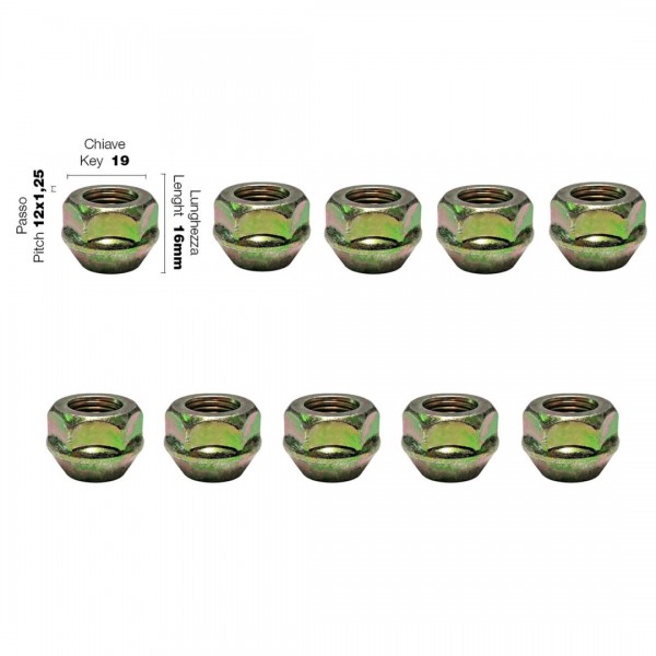 ΠΑΞΙΜΑΔΙ ΚΩΝΙΚΟ 12x1,25 (16mm) (19) 10ΤΕΜ. ΠΑΞΙΜΑΔΙ ΚΩΝΙΚΟ 12x1,25 (16mm) (19) 10ΤΕΜ.