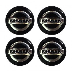 NISSAN ΚΟΥΜΠΩΤΕΣ ΤΑΠΕΣ ΚΕΝΤΡΟΥ ΖΑΝΤΑΣ (ΜΑΥΡΟ/ΧΡΩΜΙΟ - ΕΣΩΤΕΡ. 56mm ΚΑΙ ΕΞΩΤΕΡ. 58mm) - 4 ΤΕΜ.