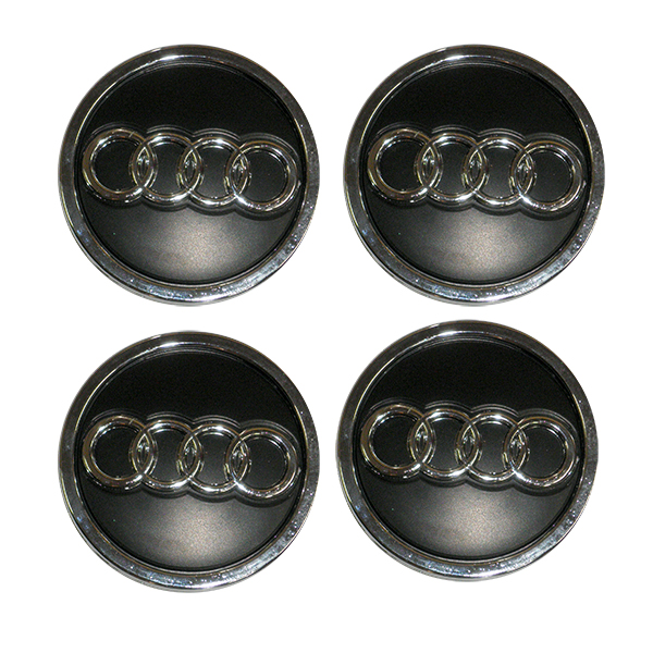 AUDI ΚΟΥΜΠΩΤΕΣ ΤΑΠΕΣ ΚΕΝΤΡΟΥ ΖΑΝΤΑΣ ΜΑΥΡΟ/ΧΡΩΜΙΟ (ΕΣΩΤΕΡ. 60 mm ΚΑΙ ΕΞΩΤΕΡ. 69 mm) - 4 ΤΕΜ.