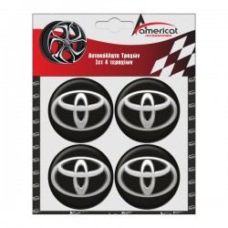 TOYOTA ΑΥΤΟΚΟΛΛΗΤΑ ΣΗΜΑΤΑ ΖΑΝΤΩΝ 6 cm ΜΑΥΡΟ/ΧΡΩΜΙΟ ΜΕ ΕΠΙΚΑΛΥΨΗ ΣΜΑΛΤΟΥ - 4 ΤΕΜ.